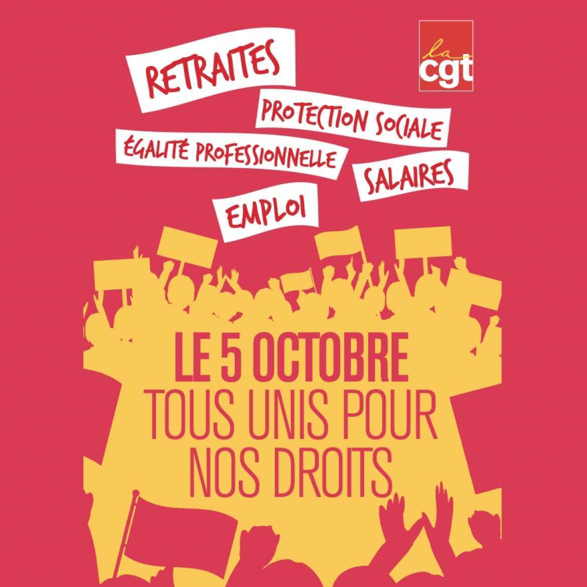 La CGT - Tous Unis pour nos Droits le 5 octobre 2021