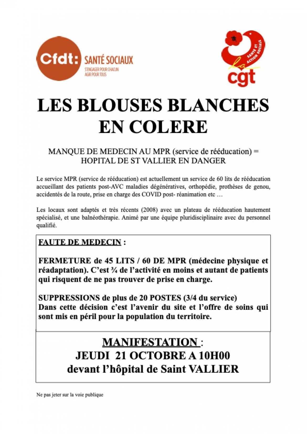 Tract - Blouses blanches en colère - 21.10.21