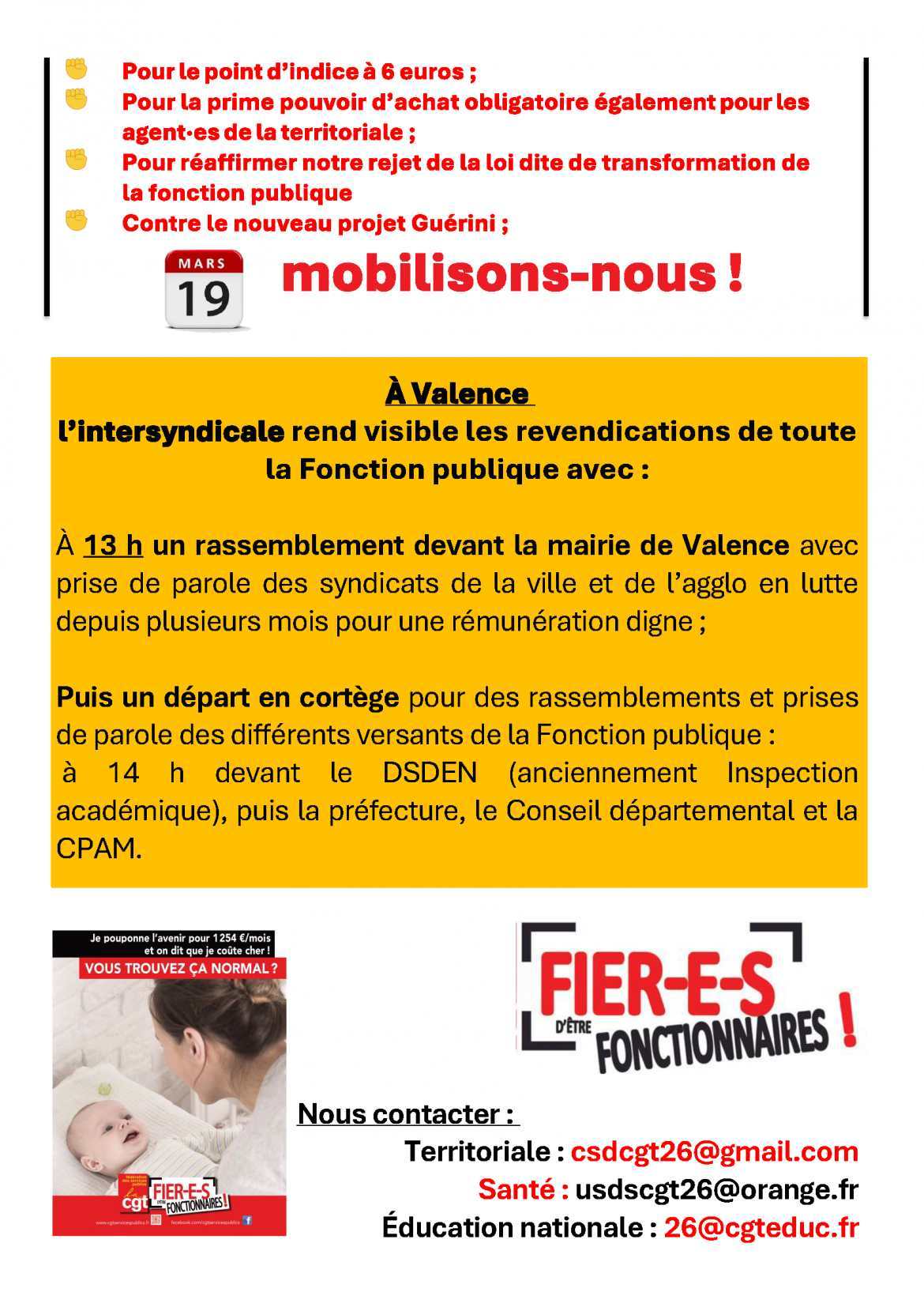 19 mars Toute la Fonction publique en grève !
