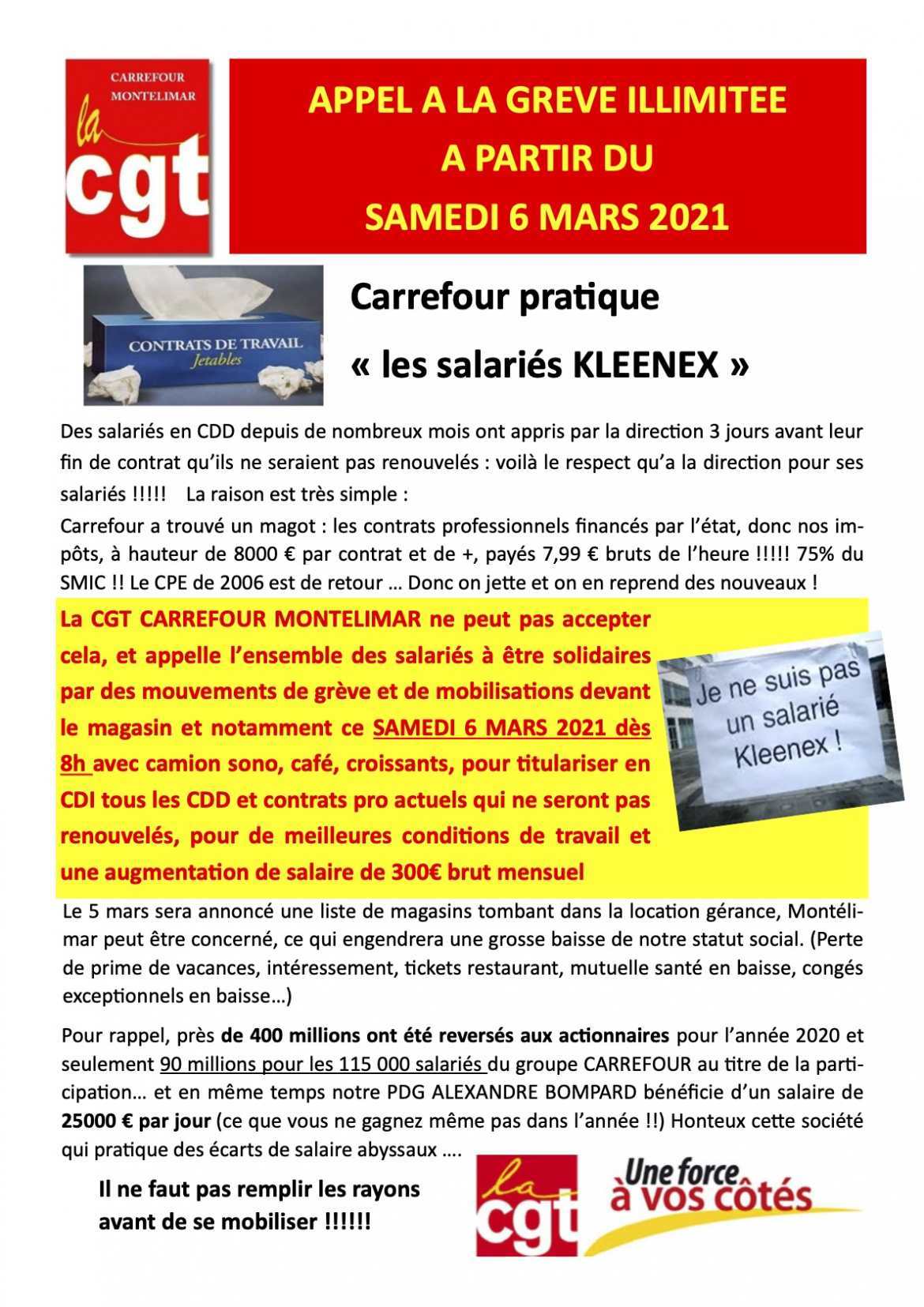Tract - Appel à Mobilisation & Grève CGT Carrefour - 06/03/21