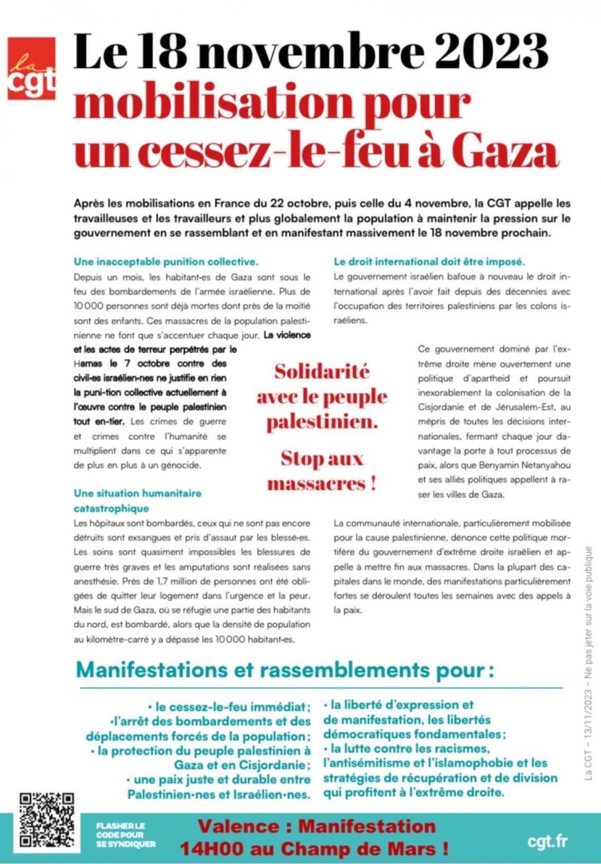 Le 18 Novembre Rassemblement pour la Paix