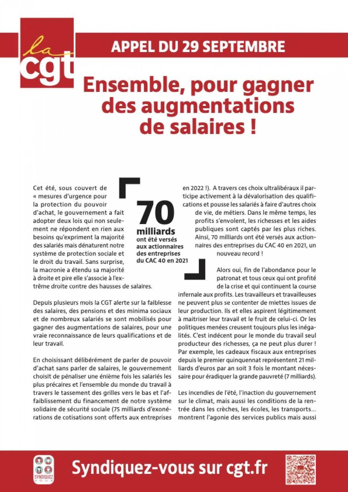 Tract CGT Confédéral - 29 sept. 2022
