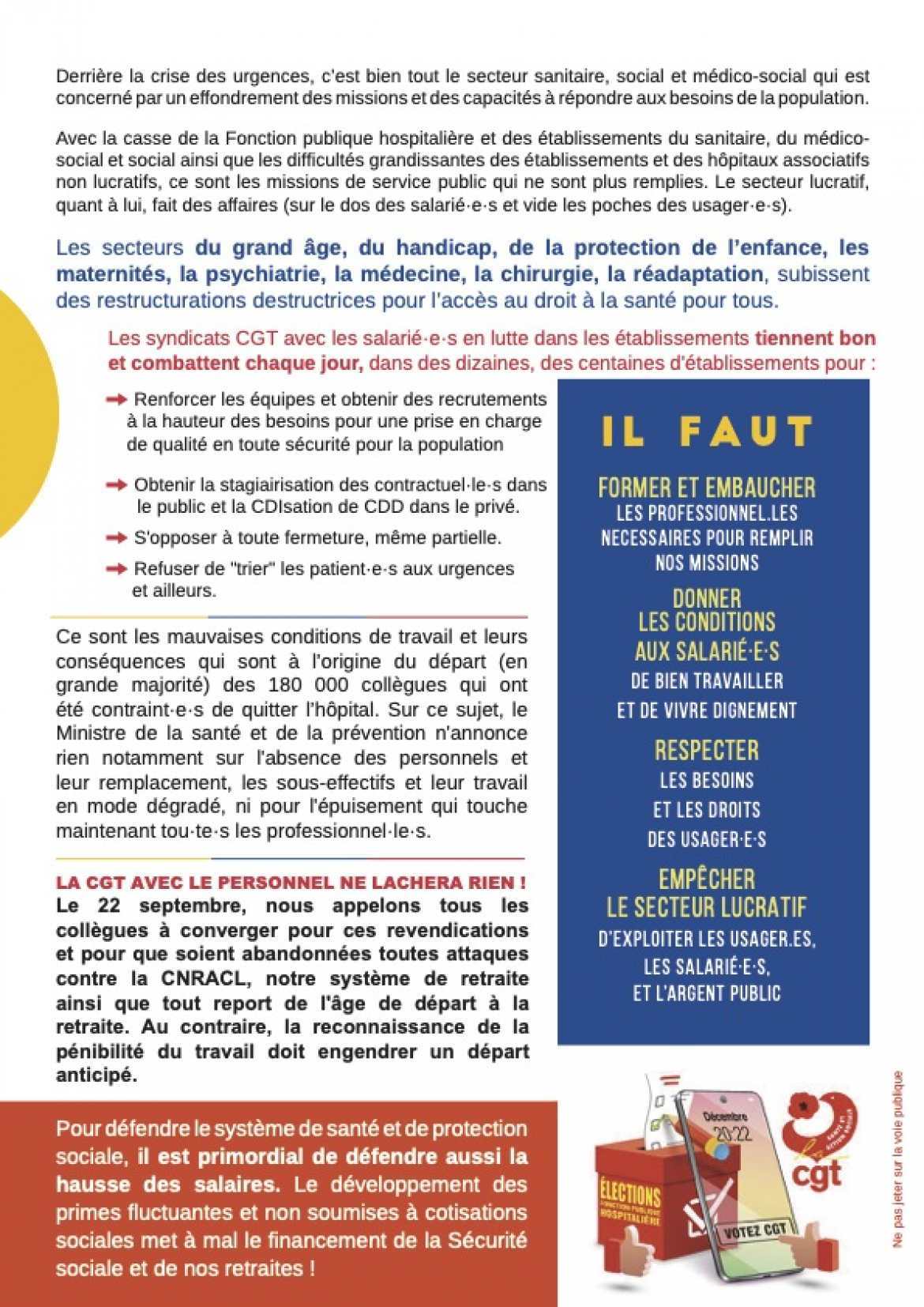 Tract Fédé. Santé & Action - Verso
