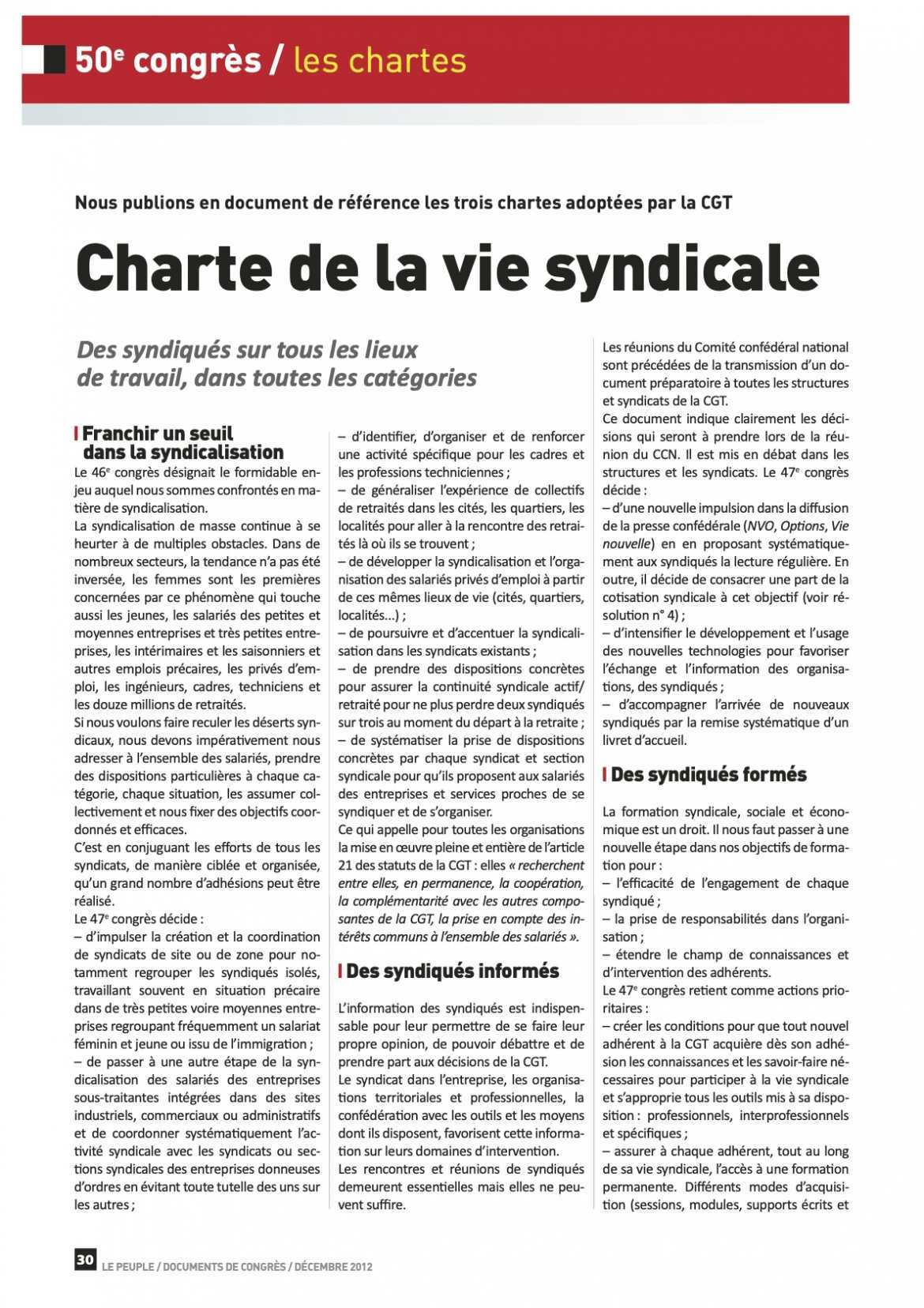 Charte Vie syndicale