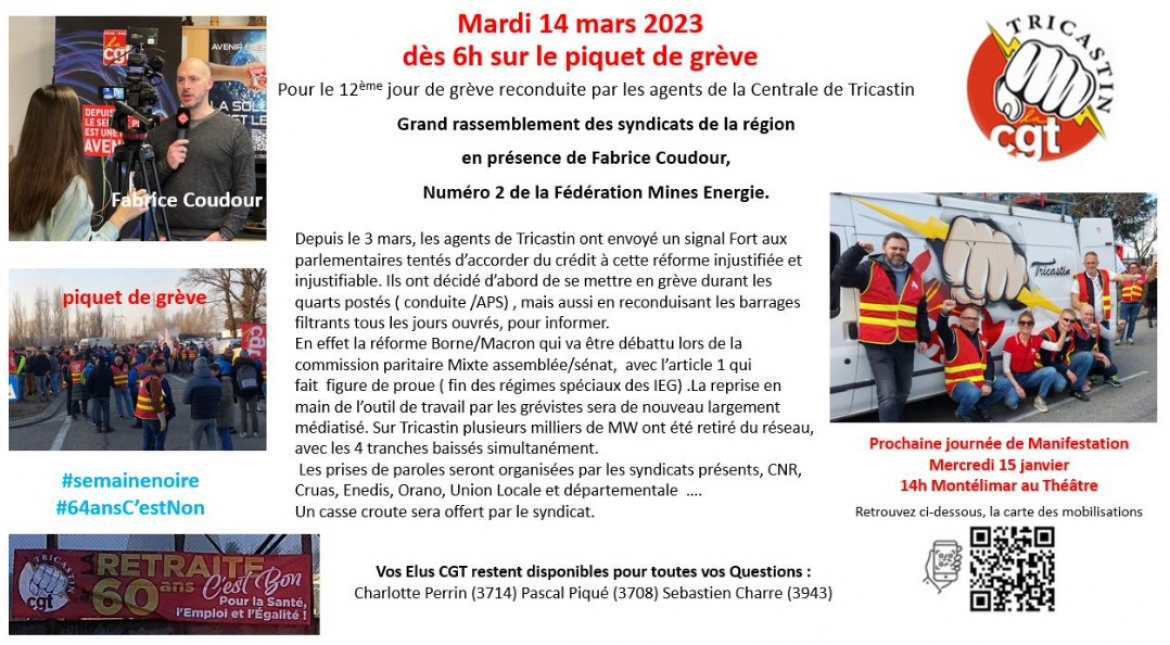 Pour un 12 ème jour de grève reconductible par les agents de la centrale de Tricastin