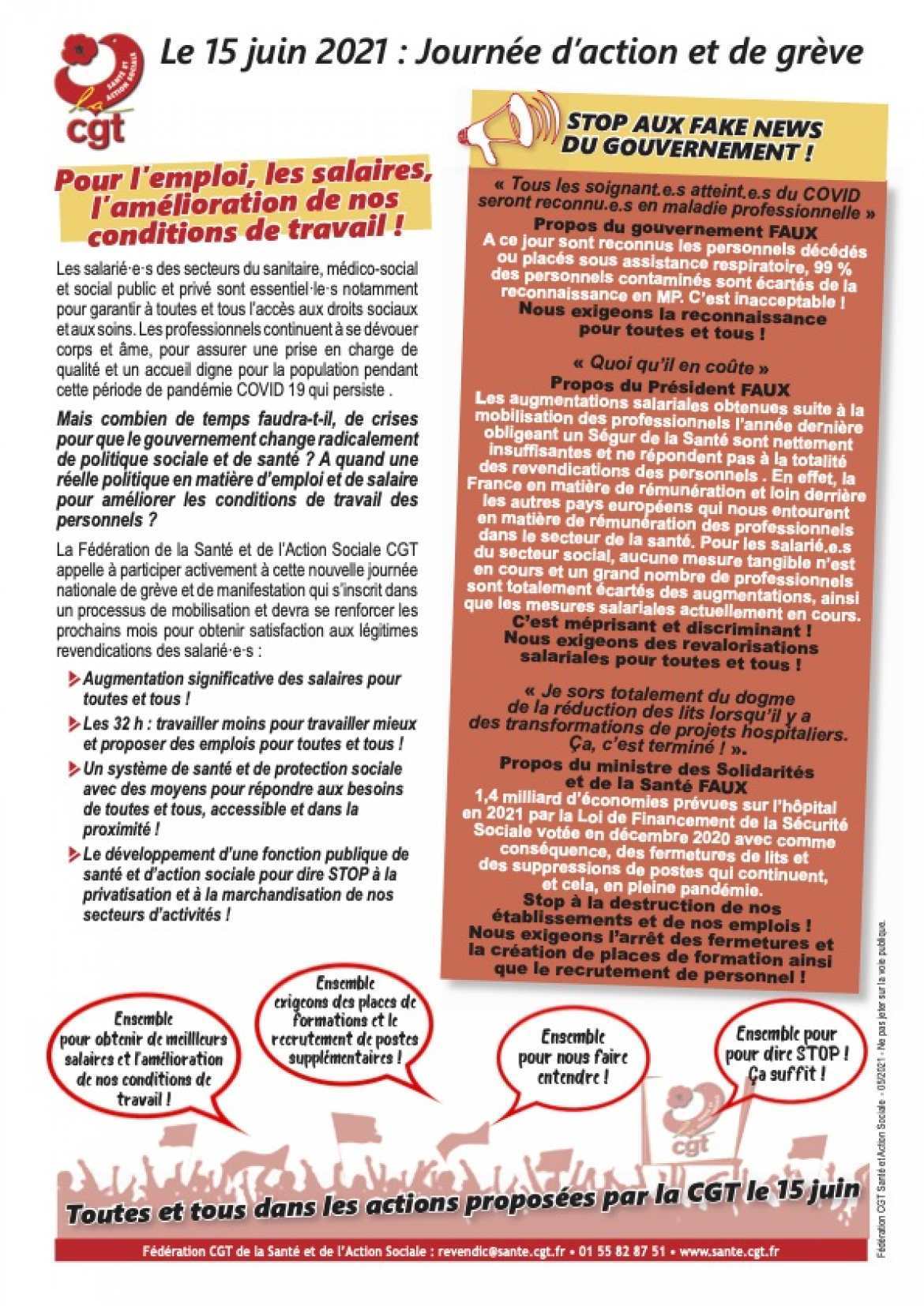 Tract fédéral Santé & Action Sociale - 15 juin 2021