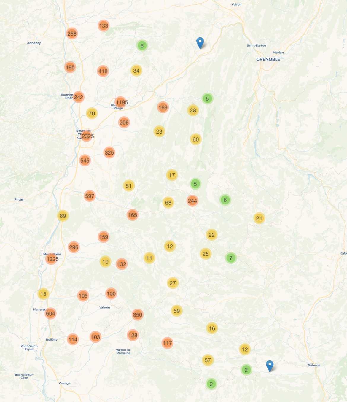 Carte Interactive CGT - TPE région Drôme