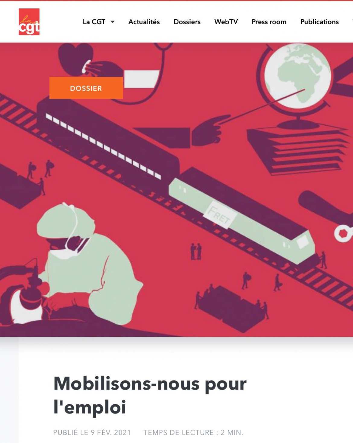 Mobilisons-nous our l'emploi - Dossier CGT du 9 février 2021