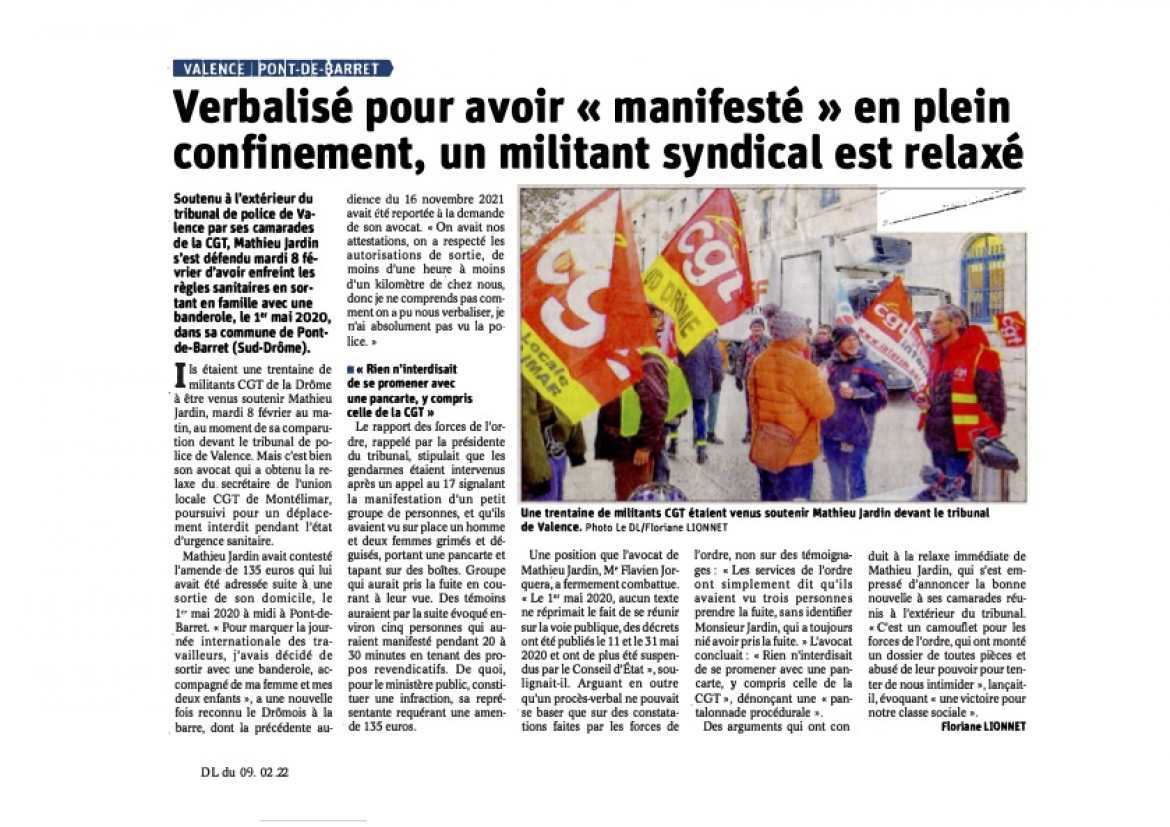 Mobilisation face à la criminalisation de l'action syndicale