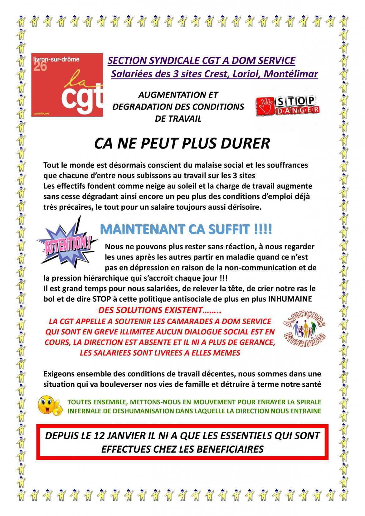 Caisse de grève en soutien aux aides à domicile en grève illimitée de la société A Dom' Services 26-07 !